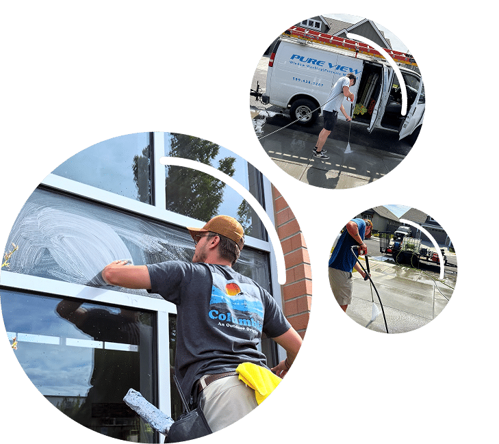 Pure View exterior cleaning team and service vehicles
